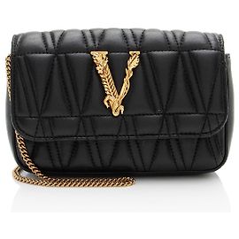 Mini borsa Virtus in pelle di vitello Versace Nero