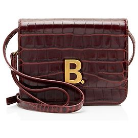 Balenciaga Croc Embossed Leather Small B Bag Red