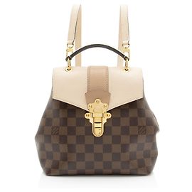 Mochila Louis Vuitton Damier Ebene Clapton Marrom Bege