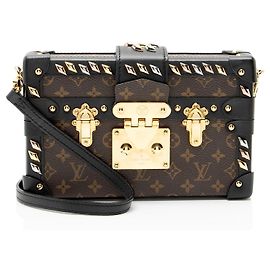 Louis Vuitton Monogram Canvas Diamond Stud Petite Malle Bag Black