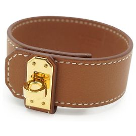 Hermès Pulseira de couro Hermes Kelly Marrom