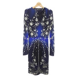Autre Marque Roberto Cavalli Kleid Schwarz Beige Marineblau