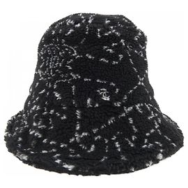 Chanel Hut Kunstpelzhut Schwarz