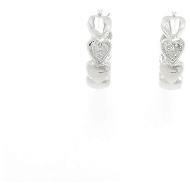 Autre Marque Orecchini a Cuore in Diamanti K14WG Argento