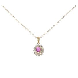 Autre Marque Au750 Ruby Diamond Necklace Red