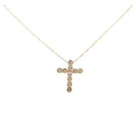 Autre Marque Collier Cross Diamond en Au750 Doré
