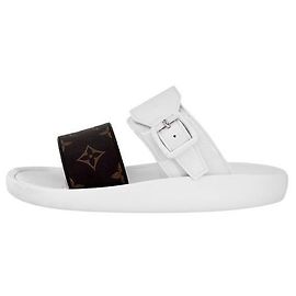 Louis Vuitton Sabots Monogram Rubber Luxury Viar para mujer, sandalias slide White Blanco