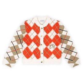 Burberry Argyle-Check-Wollstrickjacke für Kinder (Orange) Rot