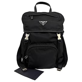 Prada Mochila com fivela de nylon e logotipo triangular Preto Preto