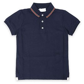 Gucci Polo per bambini Web Cotton PK a maniche corte (Navy) XJGXV Nero