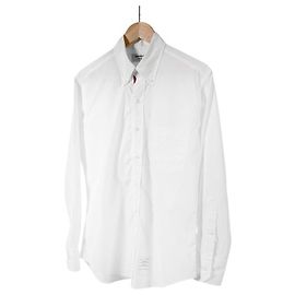 Thom Browne Camisa clássica de popeline com listras ocultas para homem Branco Tamanho Branco