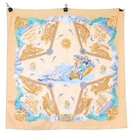Hermès Lenço de seda bege Hermes Bege