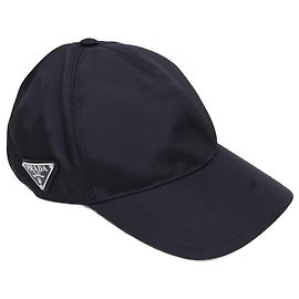 Boné de beisebol em nylon com placa Triangle da Prada, preto Preto