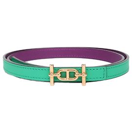 Hermès Cinto de tornozelo de couro reversível Hermes Verde Roxo