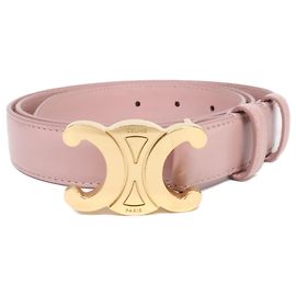 Céline Celine U-NE-2291 Cinto de couro com fivela Triomphe Rosa Dourado