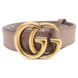 Cinto Slim Gucci Double G em Bege Bege
