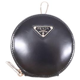 Prada Black Leather Coin Purse Black