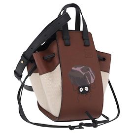 LOEWE Studio Ghibli Hammock Drawstring Mini Bag Canvas 2way Brown Auth am12202SM Marrom