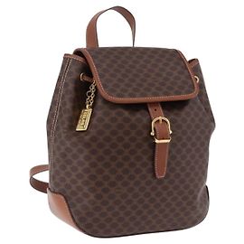 Céline CELINE Macadam Canvas Backpack PVC Leather Brown Gold Auth ep15544A Brown Golden