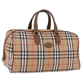 Sac Boston BURBERRY Nova Check en toile Beige Or Authentique am12209V Beige Doré