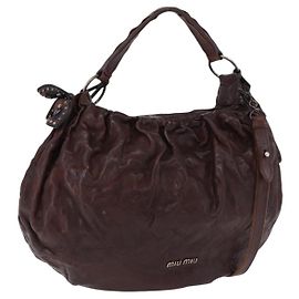 Borsa a Spalla Miu Miu in Pelle 2way Marrone Auth 192700A Marrone