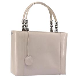 Christian Dior Maris Pearl Handtasche aus Lackleder Beige Silber Auth 193082A Silber Beige