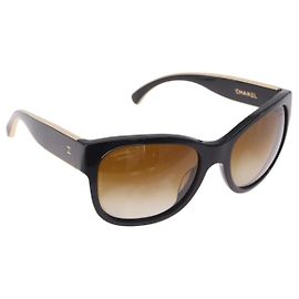 Occhiali da sole CHANEL in plastica nero e oro CC Auth ka5399 Nero Altro