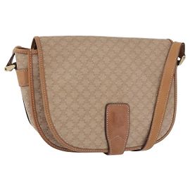 Céline Sac à bandoulière CELINE Macadam Canvas PVC Beige Or Auth 193532 Beige Doré