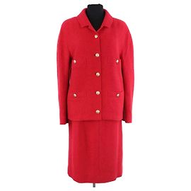 Chanel Completo giacca e gonna rosso Rosso