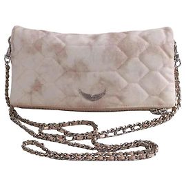 Bolsa de ombro Zadig & Voltaire Rock ecru algodão Cru