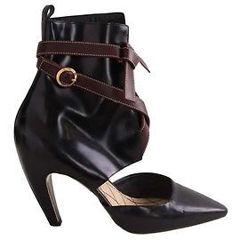 Louis Vuitton Black Leather Heels Size 39 Black