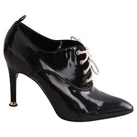Louis Vuitton Black Patent Leather Ankle Boots Size 40 Black