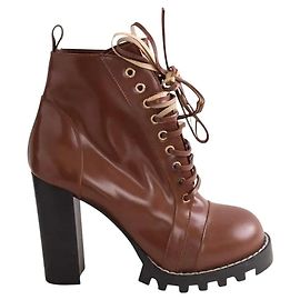 Louis Vuitton Brown Leather Lace-up Boots Brown