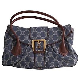 Bolso de hombro Céline de algodón azul Azul