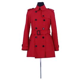 Burberry Gabardina de algodón roja Roja