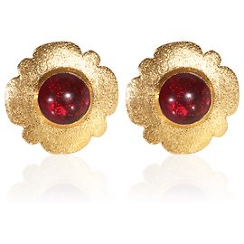 Orecchini vintage Chanel anni 1980 placcati oro e Gripoix rosso Altro