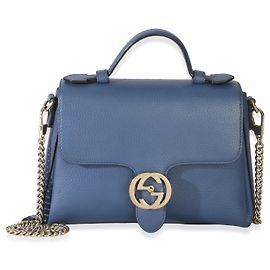 Bolsa de alça Gucci Blue Dollar em couro de bezerro com Interlocking GG Azul