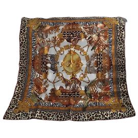 Autre Marque André Claude Canova Seidentuch Animal Print Braun Schwarz Weiß Golden Leopardenprint