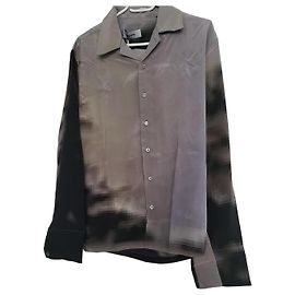 Autre Marque Serapis Abstract Print Silk Shirt Black Other Grey