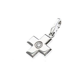 Cartier 18K White Gold Cross Pendant with Diamond Silvery