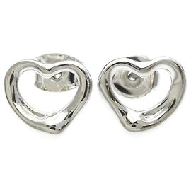 Tiffany & Co Tiffany Open Heart Platinum Stud Earrings Silvery