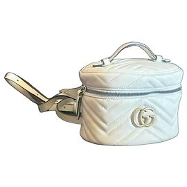 Gucci Marmont Small Quilted Leather Backpack White White