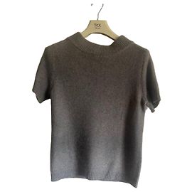 Max Mara Pulôver de lã cinza de mangas curtas Cinza