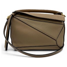 Loewe Puzzle Mini 2-Way Leather Handbag Beige