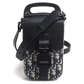 Pochette verticale a tracolla Christian Dior Oblique Saddle Nero