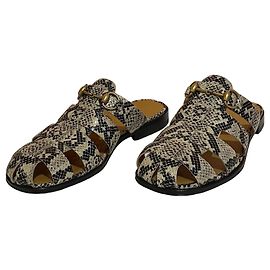 Sandálias Gucci couro efeito pitão Impressão em python Gold hardware