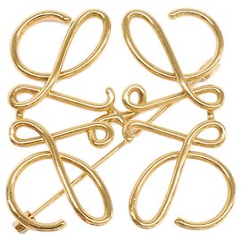 Loewe Anagram Brosche Gold Metall Golden