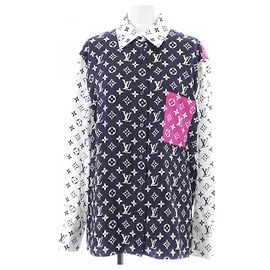Camicia in seta Louis Vuitton con accento fucsia da uomo Nero Rosa Beige