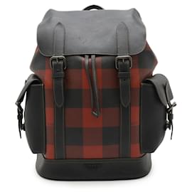 Coach Hudson Coated Canvas Backpack Black Red