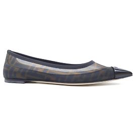 Chaussures plates en mesh FF et cuir Colibri Fendi Marron Noir